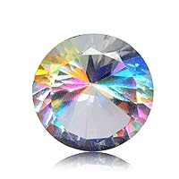 REAL-GEMS A Quality Fire Mystic Topaz Loose Gemstone 24.45 Ct Translucent Round Cut White Mystic Topaz for Jewelry