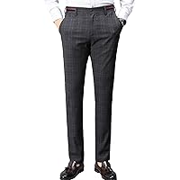 Men's Classic Fit Flat Front Pant Lightweight Wrinkle Resistant Chino Pant Plaid Casual Relaxed-fit Trousers