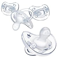 Chicco PhysioForma 100% Soft Silicone One Piece Pacifier for Babies Aged 0-6 Months | Orthodontic Nipple Supports Breathing | BPA & Latex Free | Reusable Sterilizing Case | Clear, 4pk
