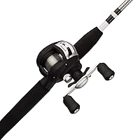 Alpha Medium 6' Low Profile Fishing Rod and Bait Cast Reel Combo (2 Piece),Black, White