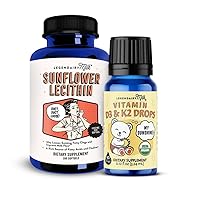 Sunflower Lecithin + Baby Vitamin D3 & K2 Liquid Drops, Lactation Supplement for Clogged Milk Ducts & Milk Flow, Baby Vitamins for Immune Support and Bone Development