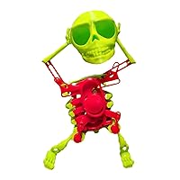 Dancing Skeleton Dancing Skull Toy Wind-Up Dancing Skeleton Toy Desktop Mini 3D Print Shaking Skull Doll Spring Clockwork Toy Funny Birthday Gift Green
