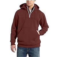 Men's Quarter Zip Collar Hoodies Lightweight Hooded Sweatshirts Fleece Pullover Winter Fall Hoodie with Kanga Pocket