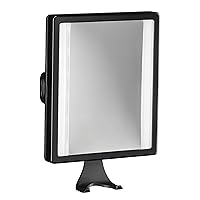 ConairMan Lighted Mirror, Fogless Mirror for Shower with 2X Magnification, Shower Mirror Fogless for Shaving, Battery Operated in Glossy Black, 7.3