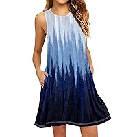 Sexy Summer Dresses for Women 2024 Summer Dresses for Women 2024 Floral Print Vintage Fashion Casual Loose Fit with Sleeveless Scoop Neck Dress Dark Blue Small