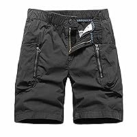 Men's Cargo Shorts Elastic Waistband Relaxed Fit Summer Casual Cotton Work Shorts Athletic Fishing Hiking Casual Short