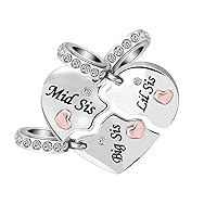 Nana Mom Mother Daughter Son Sisters Rose Gold Tone Heart Puzzle Dangle Charms Compatible with Pandora Bracelet set for 3