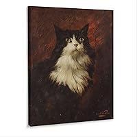 HYDIXNC Austrian Animal Painter Carl Kahler Cat Painting Art Poster (4) Canvas Poster Wall Art Decor Print Picture Paintings for Living Room Bedroom Decoration Frame-style 24x32inch(60x80cm)