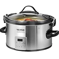 Slow Cooker, 8QT 320W Electric Slow Cooker Pot with 3-Level Heat Settings, Digital Slow Cookers with 20 Hours Max Timer, Locking Lid, Ceramic Inner Pot for Home/Commercial Use