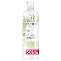 Pantene Sulfate Free Argan Oil Shampoo for Dry Damaged hair, Safe for Color Treated Hair, Smoothing and Moisturizing, Nutrient Infused with Vitamin B5, Anti Frizz, Pro-V Blends, 30.0 oz