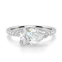 3 CT Pear Moissanite Engagement Ring Wedding 925 Sterling Silver,10K/14K/18K Solid Gold Wedding Ring Set Solitaire Accent Halo Style, Silver Anniversary Promise Ring Gift for Her