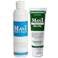 Man1 Man Oil & Body Wash Bundle - Gift For His Anniversary, His Birthday, Down There Health Care, Includes Two Full Size Intimate Care Products