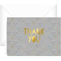 Geo Shapes Thank You Notes / 24 Cards And White Envelopes / 6 Faux Gold Shape Designs / 4 7/8