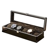 Storage Box Watch Box 6 Slots Watch Box Black Organizer Case Glass Window Jewelry Watches Storage Box Watch Cases for Men