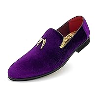 Men's Penny Slip-On Velvet Loafer Suede Dress Shoes Glitter Smoking Slipper