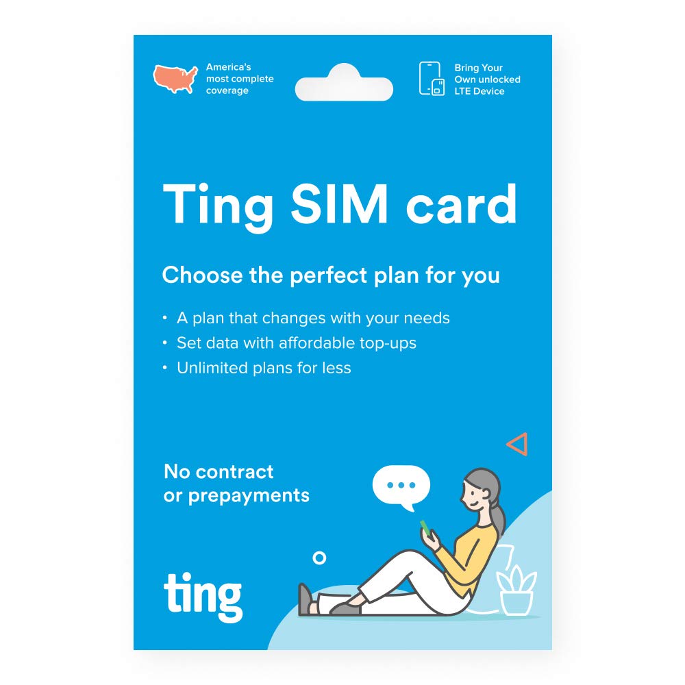 Ting Mobile Sim Card kit for Unlocked Phones - Bring Your own Compatible Phones - Unlimited Talk & Text Plan Starts at $10/Month