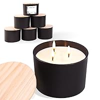 6 Pack Glass Candle Jars with Lids (16oz, Forested Black) - Large Candle Jars for 3 Wick Candles Making - Empty Candle Jars Containers - Candle Making Accessories include 16Pcs Candle Labels