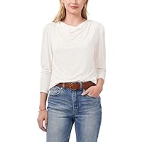Vince Camuto Womens Ruffled Pouf Sleeve Cowl Neck Top