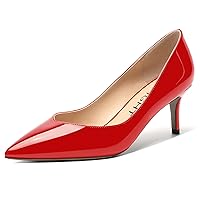 Womens Office Casual Pointed Toe Patent Solid Slip On Stiletto Mid Heel Pumps Shoes 2.5 Inch