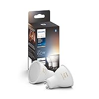 Smart 60W GU10 LED Bulb - White Ambiance Warm-to-Cool White Light - 2 Pack - 400LM - Indoor - Control with Hue App - Works with Alexa, Google Assistant and Apple Homekit