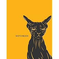 Sketchbook: Sphynx cat on dark yellow cover (8.5 x 11) inches 110 pages, Blank Unlined Paper for Sketching, Drawing , Whiting , Journaling & Doodling (Sphynx cat on dark yellow sketchbook)