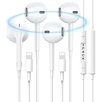 2 Pack-Earbuds for iPhone Headphones Wired Lightning Earphones Headphones with Built-in Mic and Volume Control for 14 Pro Max/iPhone 14 Pro/14/13/12/11/8/7/XR/XS/X Support All iOS System