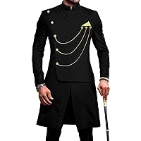African Suits for Men Dashiki Jackets and Pants 2 Piece Set African Clothes with Kerchief Groom for Wedding