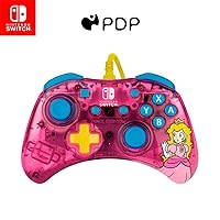 PDP Gaming Rock Candy Wired Power Nintendo Switch Pro Controller, Officially Licensed Lite/OLED Compatible Gamepad, Super Mario Brothers - Bubblegum Princess Peach (Pink)