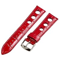 Clockwork Synergy, LLC 22mm Rally 3-hole Croco Red Leather Interchangeable Replacement Watch Band Strap