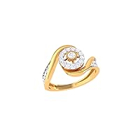 Jewels 14K Gold 0.38 Carat (H-I Color,SI2-I1 Clarity) Lab Created Diamond Solitaire With Accents Ring
