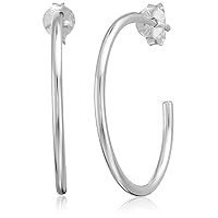 Amazon Collection Sterling Silver Lightweight Polished Post C-Hoop Hoop Earrings