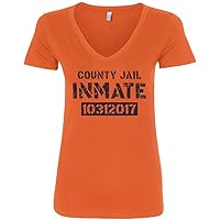 Threadrock Women's County Jail Inmate Halloween Costume V-Neck T-Shirt
