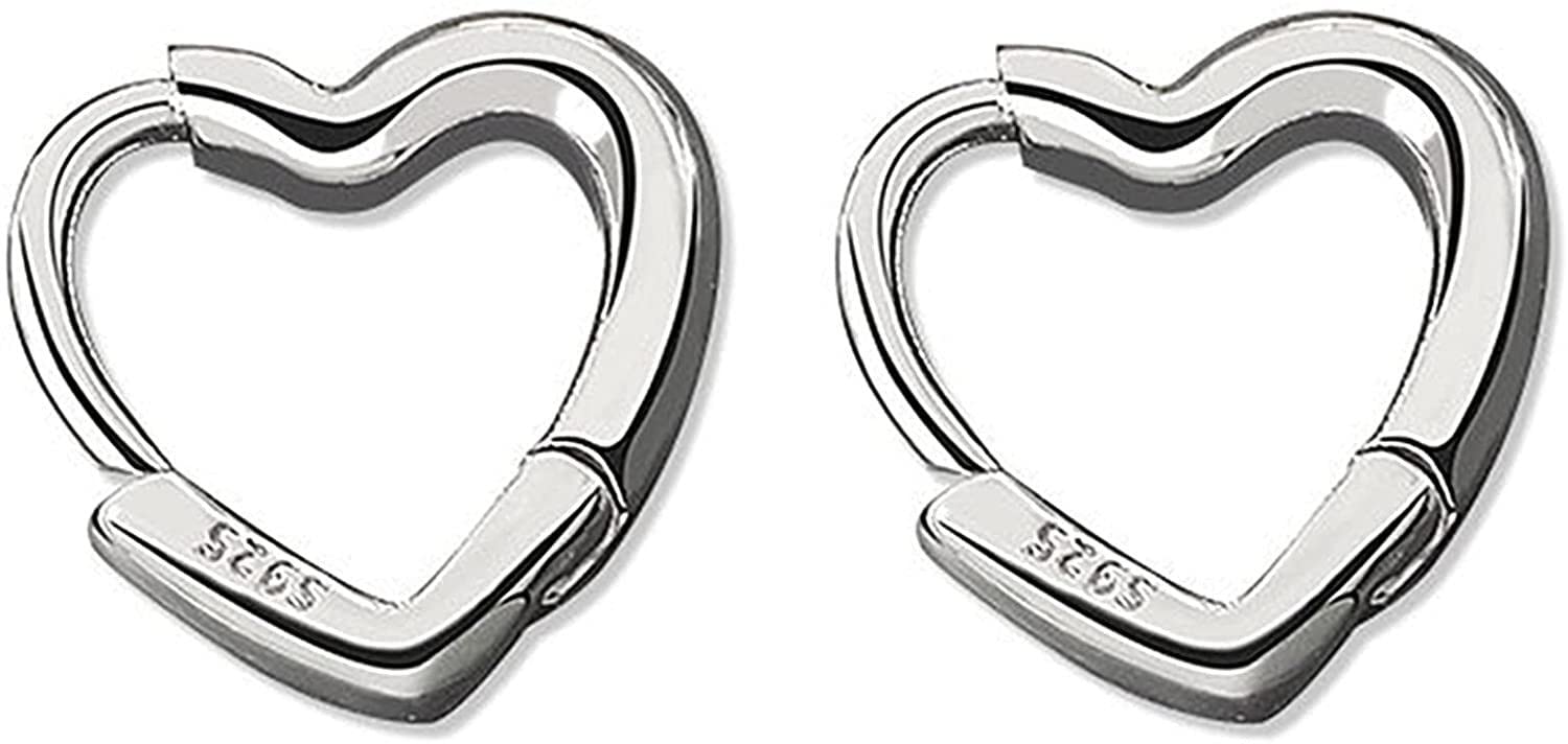 925 Sterling Silver Heart Hoop Earrings for Women Teen Girls Sweet Love Heart Earrings Drop,Platinum Durability and attraction