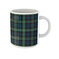 Coffee Mug Tartan Blue Black Green Red and Gold Plaid Flannel 11 Oz Ceramic Tea Cup Mugs Best Gift Or Souvenir For Family Friends Coworkers