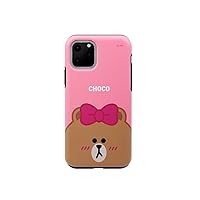 LINE Friends KCJ-DFT003 iPhone 11 Pro Case, Dual GUALD Full Face, Chocolate (Line Friends), 5.8-Inch, iPhone Back Cover, Officially Licensed Product