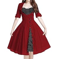 (XS, SM) Forever Yours - Red & Black w White Polka-dot 40s 50s Retro Dress