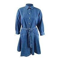 Lauren Ralph Lauren Women's Belted Denim Shirtdress (6, Blue)
