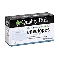 Quality Park #6 3/4 Self-Seal Security Envelopes, Security Tint and Pattern, Redi-Strip Closure, 24-lb White Wove, 3-5/8 x 6-1/2, 100/Box (QUA10417) (Pack of 1)