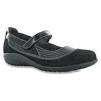 NAOT Footwear Women's Kirei Maryjane with Cork Footbed and Arch Comfort and Support - Lightweight and Perfect for Travel- Removable Footbed Black Madras Combo 5-5.5 M US