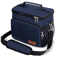 Tiblue Insulated Lunch Bag for Women/Men - Reusable Box for Office Work School Picnic Beach - Leakproof Freezable Cooler Bag with Adjustable Shoulder Strap for Kids/Adult(Medium, Navy Blue)