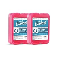 Cool Coolers, Reusable & Long-Lasting XL Slim Ice Packs, Cold packs for lunch boxes, ice pack for lunch bags. Cooler accessories for Camping, Beach, Lunch, and Work, 8PK, Pink