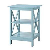 Convenience Concepts Oxford End Table with Shelves, Sea Foam Blue