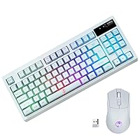 ZJFKSDYX C87 Wireless Gaming Keyboard & Mouse Combo: Ergonomic, RGB Backlit, Rechargeable, Waterproof, 2.4G Connectivity, Anti-Ghosting - Long Battery Life & Plug and Play (White)