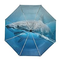 Sea Shark Travel Auto Open/Close Umbrella with Anti-UV Windproof Lightweight
