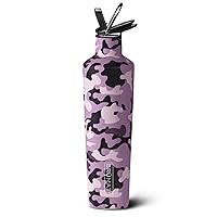 BrüMate ReHydration - 100% Leakproof 25oz Insulated Water Bottle with Straw - Stainless Steel Water Canteen (Mauve Camo)