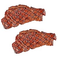 2 Pcs Fake Steak Artificial Cooked Roast Beef Lifelike Meat for Table Cabinet Display Kitchen Market Decoration Restaurant Photography Props