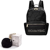 miss fong Diaper Bag Backpack Leather, Baby Diaper Bag Backpack & Pom Pom Keychain