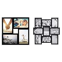 Malden 4-Opening Matted Collage Frame, Displays Four 4x6 Pictures, Black, 4 Count & 4x6 9-Opening Collage Picture Frame - Displays Nine 4x6 Pictures - Black