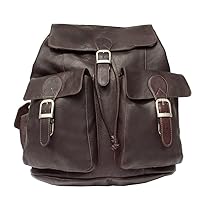 Large Buckle-Flap Backpack, Chocolate, One Size