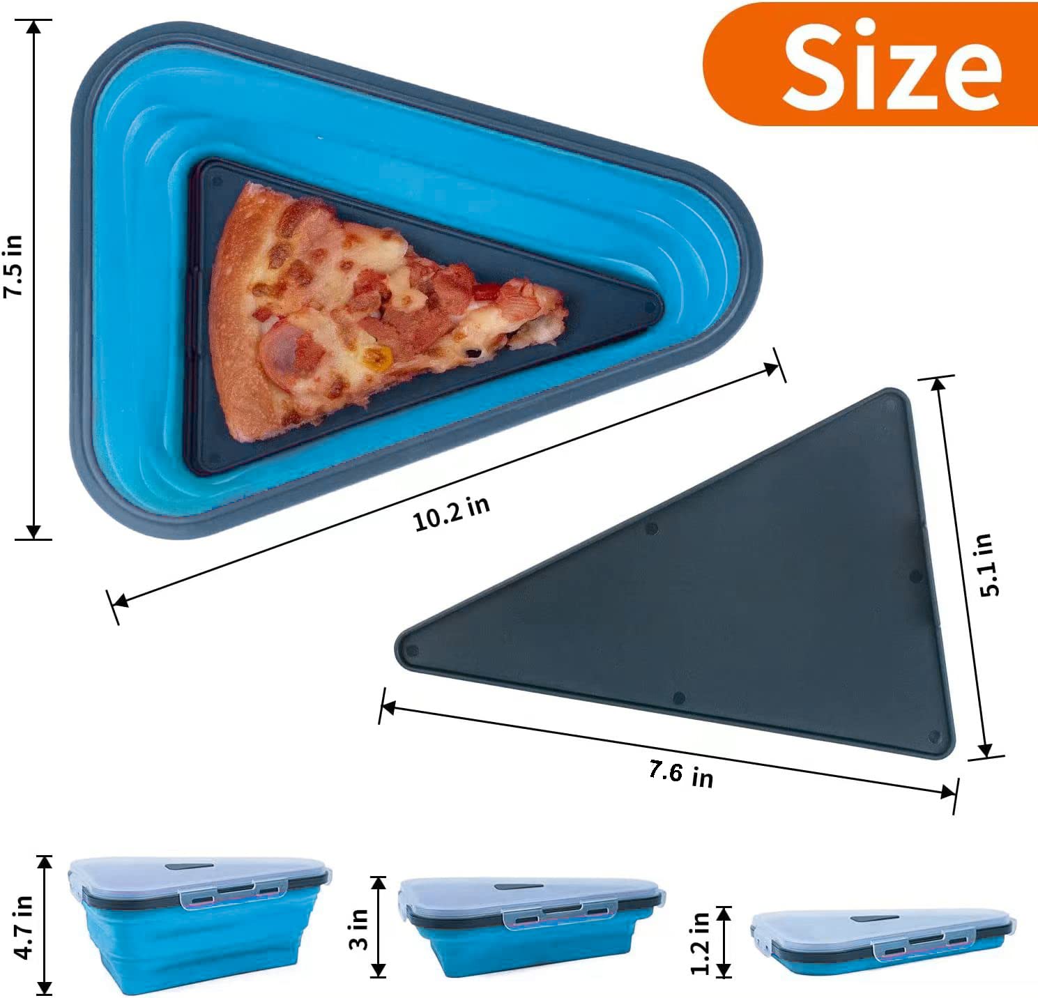 CITOR Pizza Storage Container, Reusable Expandable Silicone Pizza Slice Keeper to Organize and Save Space with 5 Plates Safe for Microwave